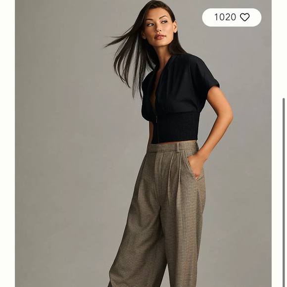 Maeve Black Short-Sleeve Zip Blouse - Picture 2 of 5